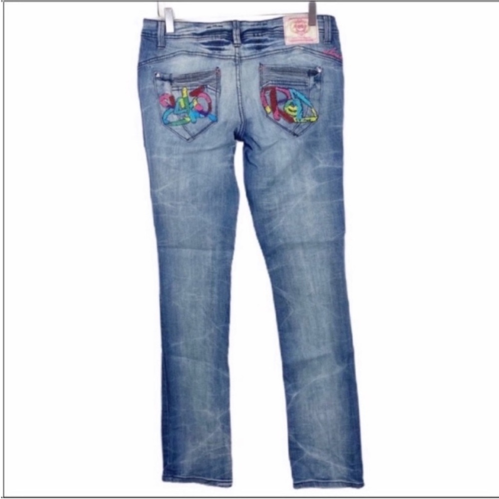ECKOREDENIM back pockets embroidery jeans 7/8 - Picture 2 of 9